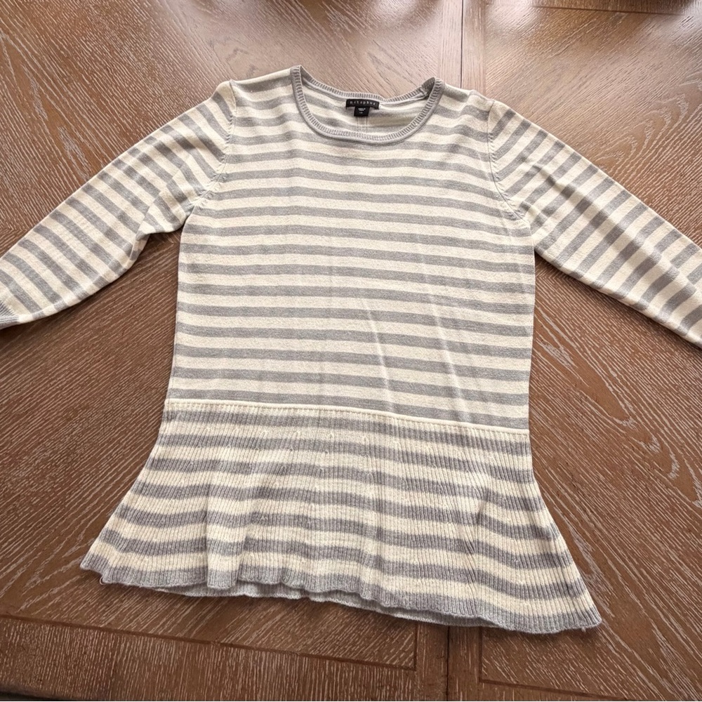 Metaphor Striped Knit Top - Gray & Cream